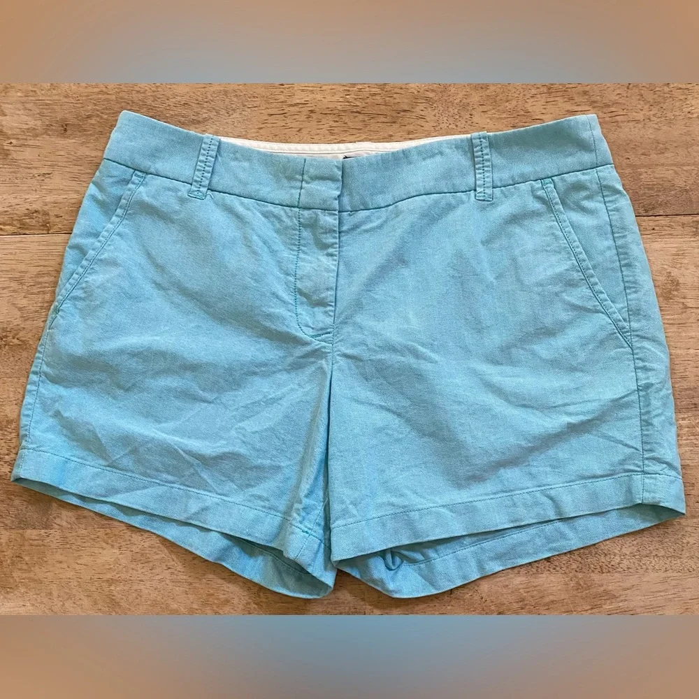 J Crew City Fit Women’s Sz 8 Aqua Blue Cotton‎ Twill Shorts